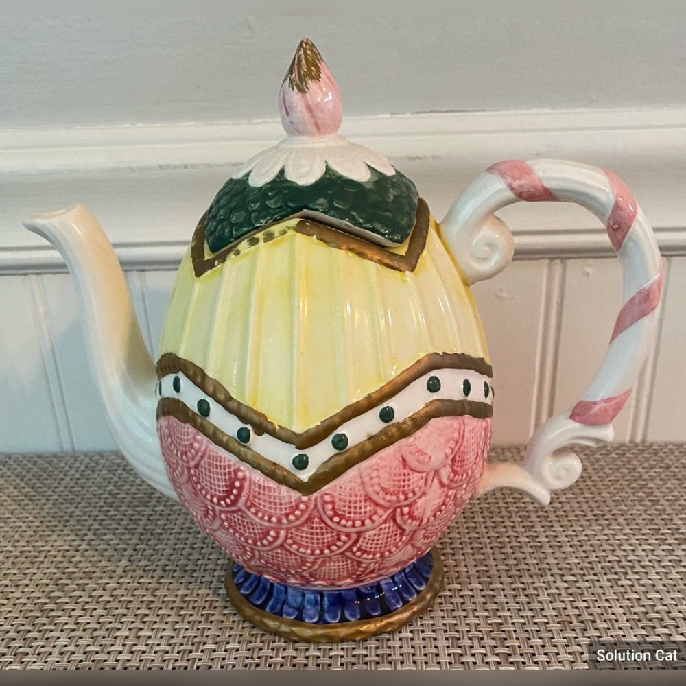 Pastel Easter Egg Hand Painted Ceramic Tea Pot